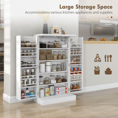 HOMCOM Freestanding Multi-Storage Kitchen Cupboard with Adjustable Shelves White