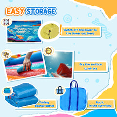 Outsunny Kids Inflatable Bouncy Castle Water Slide 6 in 1 Bounce House Jumping Castle Water Gun Climbing Wall with Air Blower for Age 3-8, 3.9 x 3 x 2m