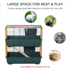 قفص PawHut Indoor Rabbit Guinea Pig قفص للحيوانات الصغيرة مكون من طابقين 80 × 44 × 82 سم