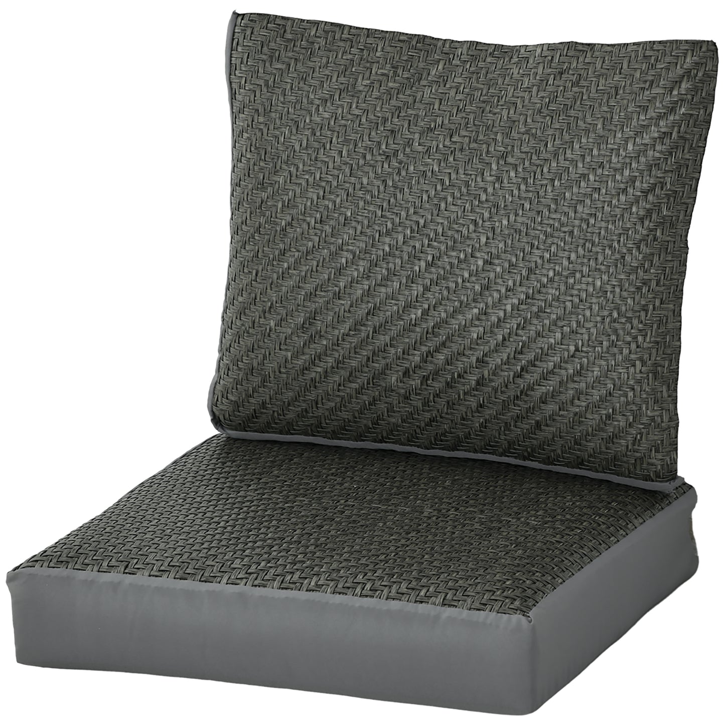 Outsunny 4 Pieces Outdoor Seat Cushions with Backrest, Fabric and PE Rattan Cover, Water Repellent Seat Pads for Chair, Swing, Sofa, Grey