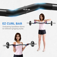 SPORTNOW 120cm EZ Barbell Bar for 5cm Weight Plates, with Spring Clips, 8kg