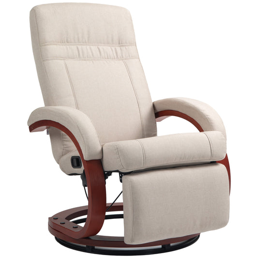 HOMCOM 135√Ç¬∞ Manual Reclining Swivel Chair, with Footrest - Beige