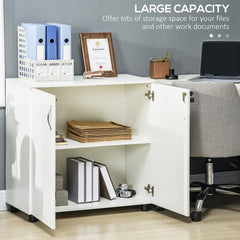 Vinsetto Two-Tier Locking Office Storage Cabinet - White