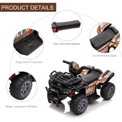 HOMCOM Kids Ride-on Four Wheeler ATV Car with Real Working Headlights for 18-36M