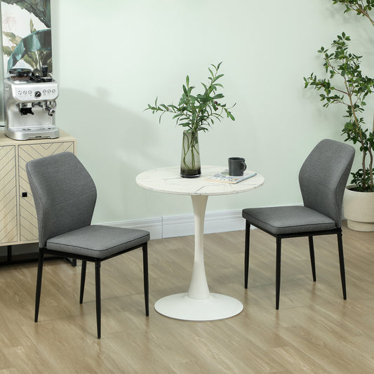 HOMCOM Velvet Dining Chairs Set of 2, Modern Upholstered Kitchen Chairs with Metal Legs, Curved Back and Padded Seat, Armless Side Chairs for Dining Room, Bedroom, Living Room, Grey