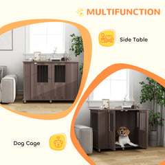 PawHut Dog Crate Table for Medium and Large Dogs with Magnetic Door for Indoor Use, 116 x 60 x 87 cm, Purple