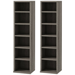 HOMCOM Set of Two 102 CD Storage Units - Dark Wood-Effect