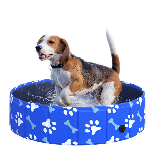 PawHut Foldable Dog Paddling Pool Pet Cat Swimming Pool Indoor/Outdoor Collapsible Bathing Tub Shower Tub Puppy 80 √É‚Äî 20H cm S Sized