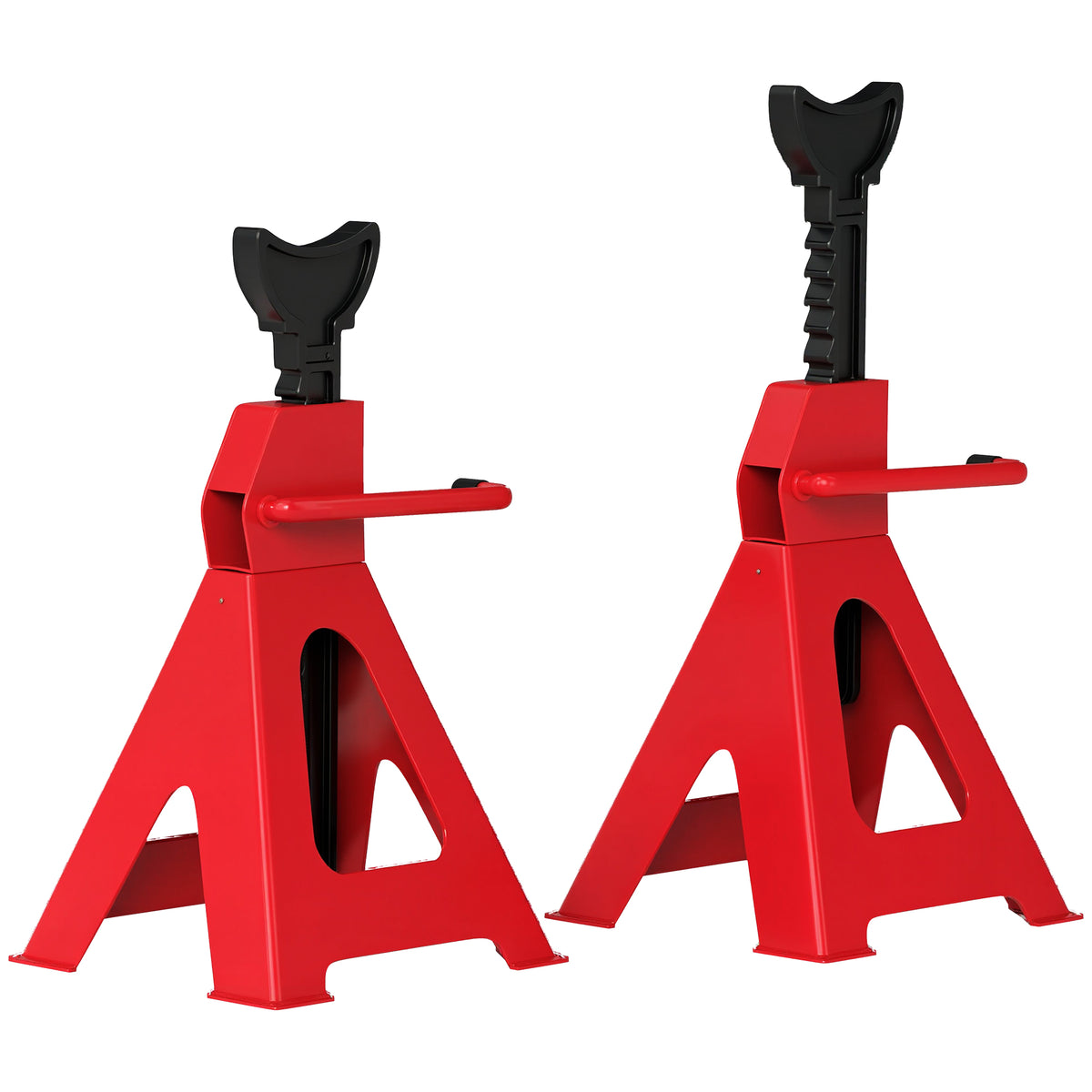 HOMCOM Axle Stands 1 Ton Car Jack Stands Pack of 2, 28-42.5 cm Height Adjustable Support Jack Stand, Heavy Duty Car Lift Tool for Vehicles, Caravans, Workshops, Garages, Red