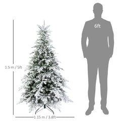 HOMCOM 5ft Bushy Snow-Flocked Artificial Christmas Tree, with LED Lights