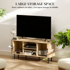 HOMCOM TV Stand Cabinet for TVs up to 55 Inches, TV Unit with Storage Shelves and Cupboard for Living Room, Oak Tone