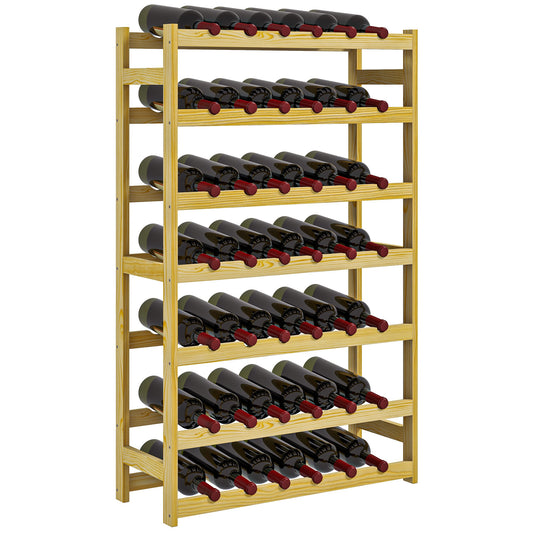 HOMCOM 42-Bottle Wooden Wine Rack - Natural Finish