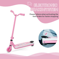 AIYAPLAY Electric Scooter for Kids Ages 4-7, with Auxiliary Rear Wheels, Flashing LED Light and Electric Brake, Kids Electric Scooter for Boys Girls, 6 KM/H & 8 KM, Pink