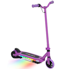 AIYAPLAY Electric Scooter for Ages 6-14, with Colourful Light and Electric Brake, Electric Scooter E Scooter, Up to 10 KM/H & 8 KM, Purple