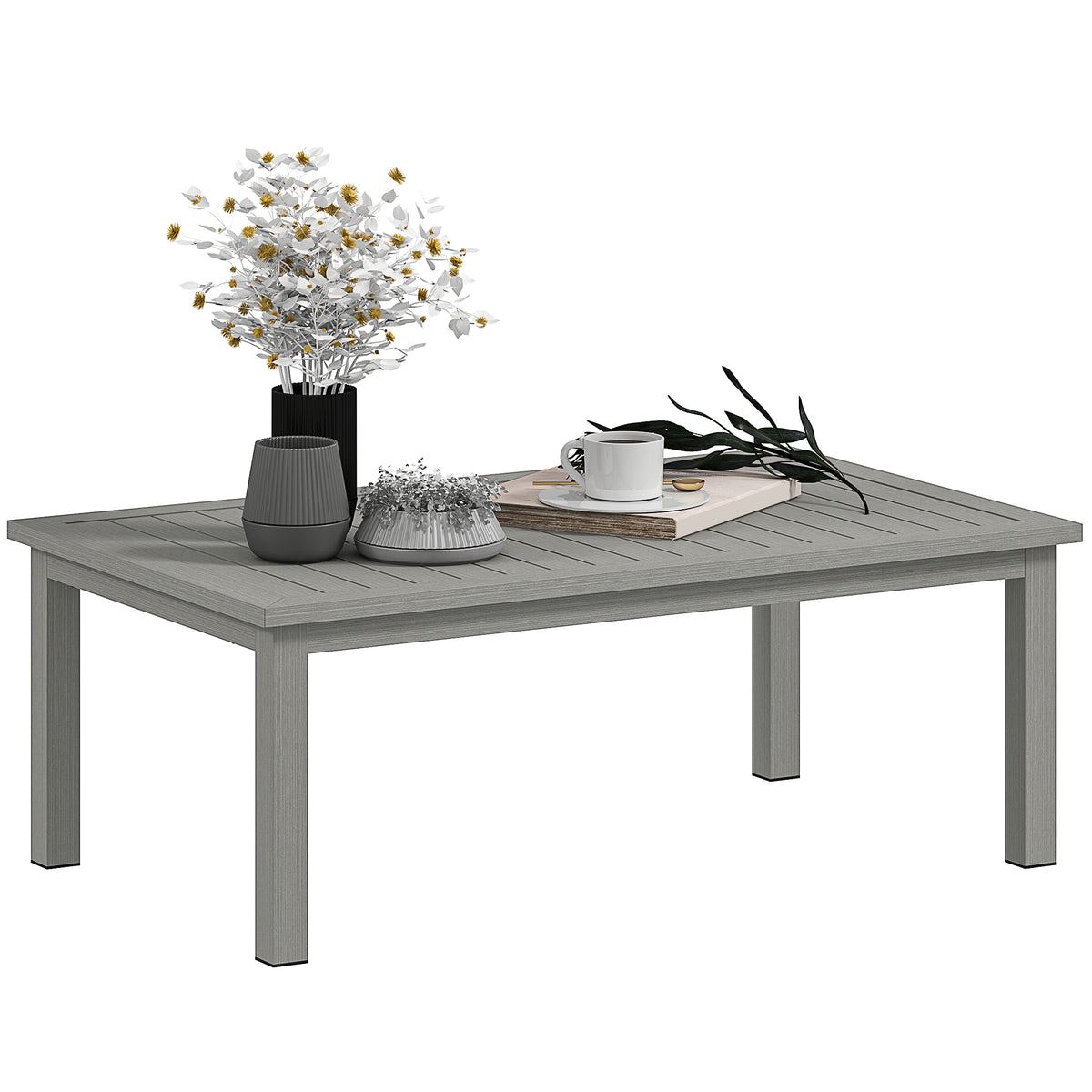 Outsunny 100cm x 60cm Aluminium Outdoor Coffee Table - Grey