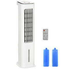 HOMCOM Evaporative Air Cooler, 5L Water Tank Oscillating Ice Cooling Fan with 3 Modes, 3 Speeds, Remote Control, Timer, and Oscillation, White