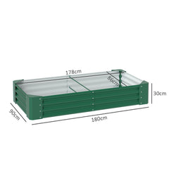 Outsunny 180 x 90cm Galvanised Steel Open Planter - Green