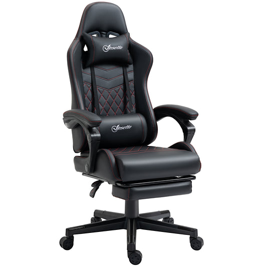 Vinsetto Computer Gaming Chair with Footrest, Video Gaming Chair for Adults with 130√Ç¬∞ Reclining Back, Desk Chair with Lumbar Support and Adjustable Height, Black Red