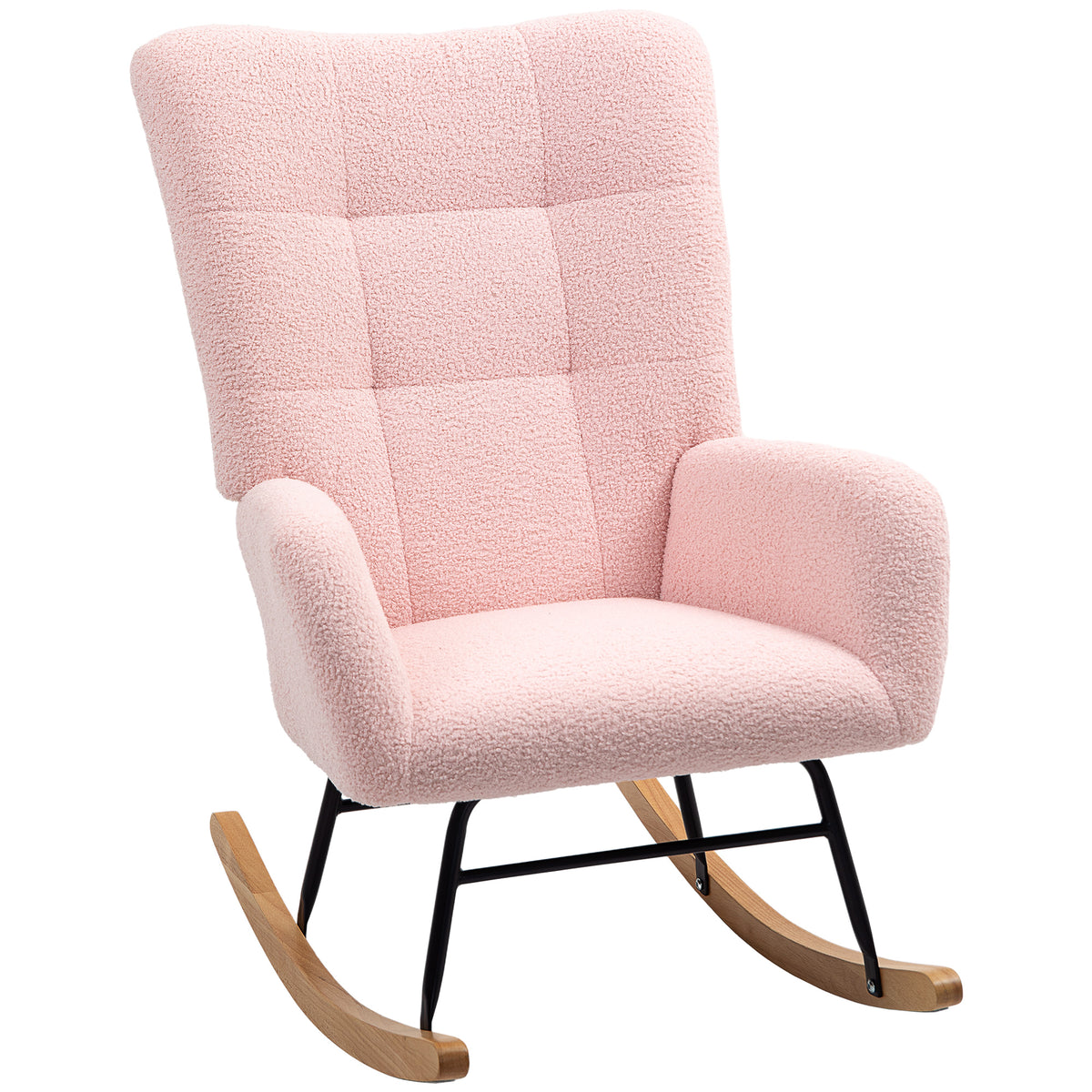 HOMCOM Teddy Fleece Rocking Chair - Pink