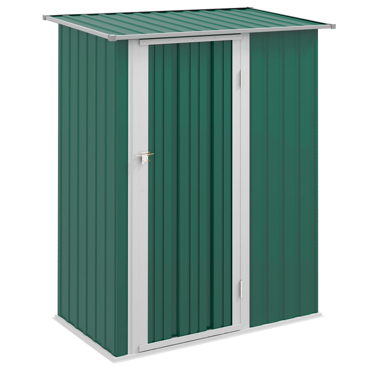 Outsunny 5ft x 3ft Metal Garden Storage Shed, Outdoor Tool Shed with Sloped Roof, Lockable Door for Tools, Equipment, Green