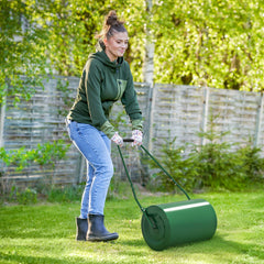 Outsunny 63 L Heavy Duty Water Or Sand Filled â30cm Garden Steel Lawn Roller Drum - Dark Green