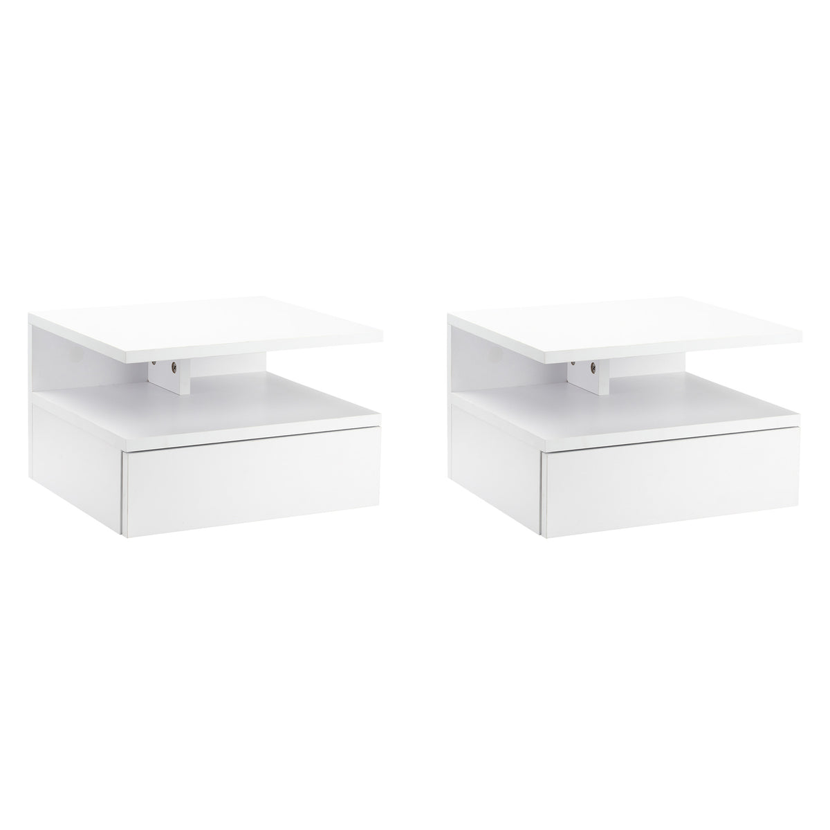 HOMCOM Set of Two Floating Bedside Tables - White