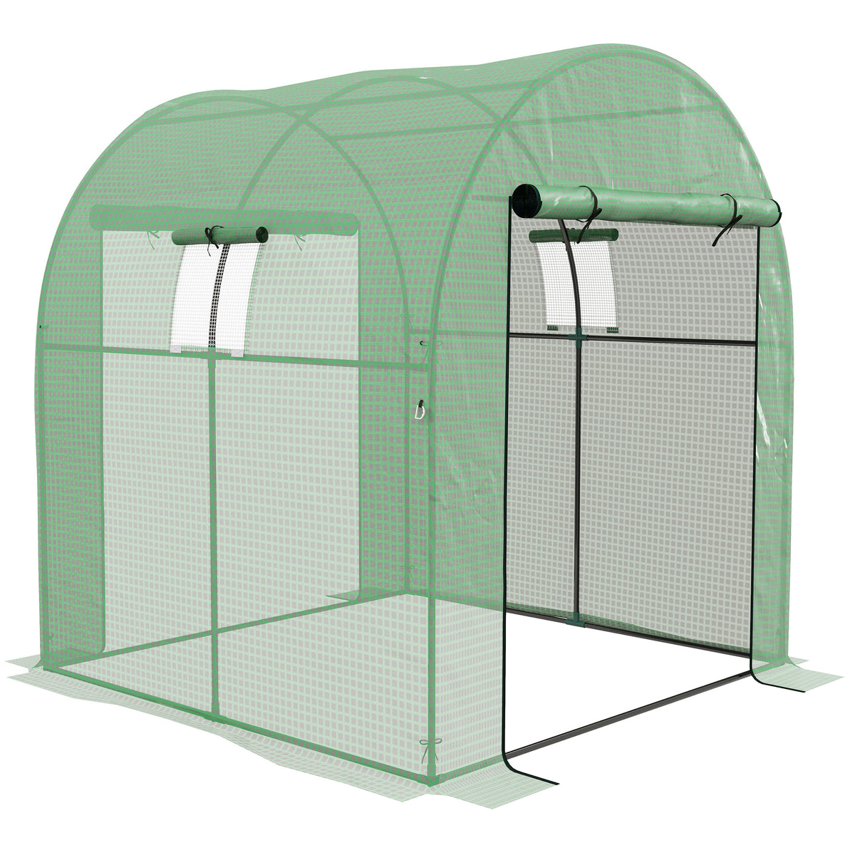 Outsunny 180 x 180cm Walk-In Polytunnel Greenhouse - Green