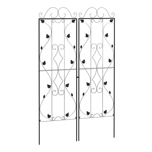 Outsunny Metal Trellis Set of 2, Garden Trellis for Climbing Plants Support Frames, Leaf Design