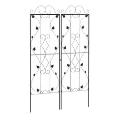 Outsunny Metal Trellis Set of 2, Garden Trellis for Climbing Plants Support Frames, Leaf Design