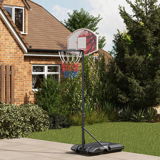 SPORTNOW Adjustable Basketball Stand Net System, with Wheels, Enlarged Base, PE, Backboard, 179-209cm