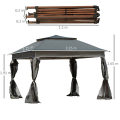 خيمة حديقة منبثقة من Outsunny مقاس 3 × 3 (م) مع شبكة وحقيبة حمل، ومأوى للحفلات والمناسبات في الفناء الخارجي، باللون الرمادي الداكن