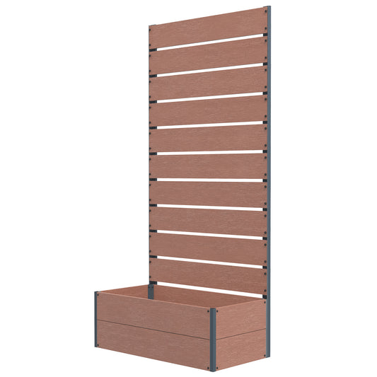 Outsunny 34 x 69.5cm Garden Planter Box, with Back Trellis, Brown