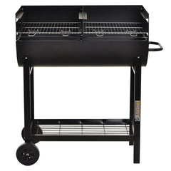 شواية فحم من Outsunny Steel 2-Grill مع عجلات باللون الأسود