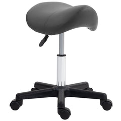 HOMCOM Saddle Stool, PU Leather Adjustable Rolling Salon Chair with Steel Frame for Massage, Spa, Beauty and Tattoo, Grey