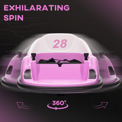 AIYAPLAY 360√Ç¬∞ Rotation Kids Bumper Car, 12V Waltz Car with Remote Control, Dual Joystick, Music, Lights, Pink