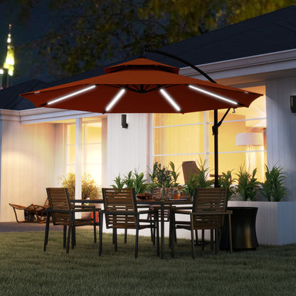مظلة خارجية بإضاءة LED بطول 3 أمتار من Outsunny - برتقالي