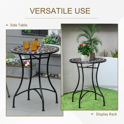 Outsunny 60cm Mosaic Outdoor Patio Table - Black
