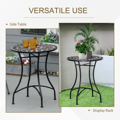 Outsunny â60cm Mosaic Outdoor Patio Table - Black