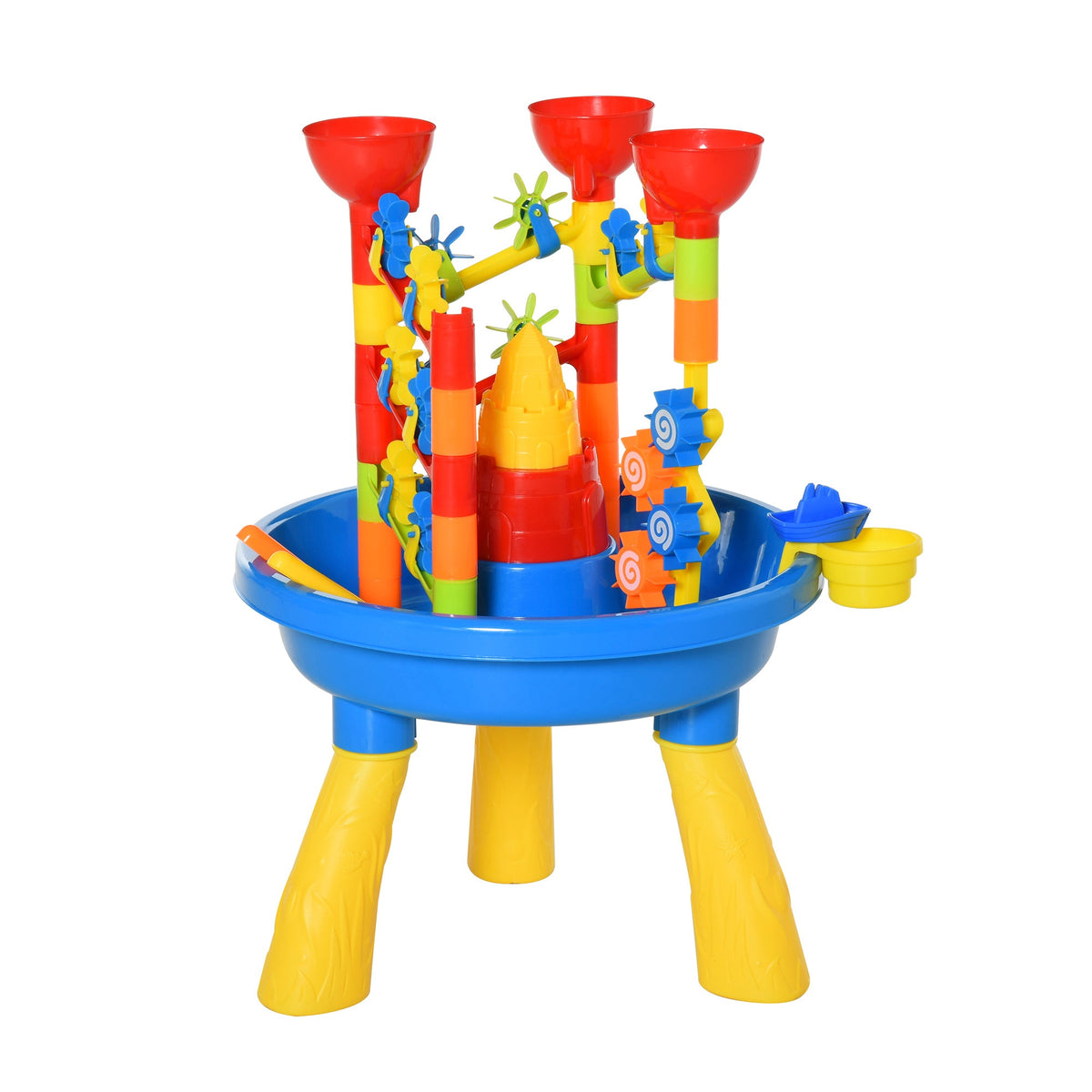 HOMCOM 30 Pcs Sand and Water Table Beach Toy Waterpark Activities Sand Pit Playset with Accessories Garden Sandbox