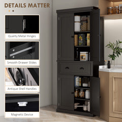 HOMCOM Freestanding Multi-Storage Kitchen Cabinet - Black