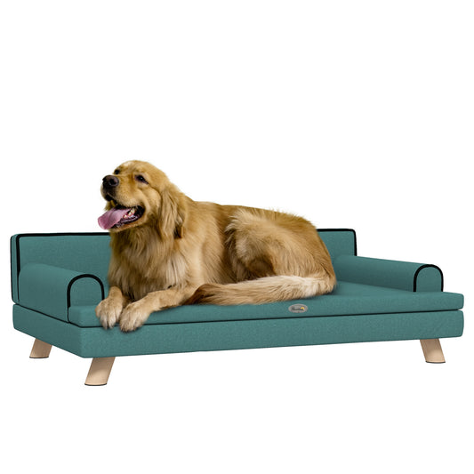 PawHut Dog Sofa, with Wooden Legs, Water-Resistant Fabric, for Medium & Large Dogs - Green