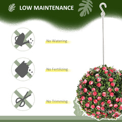 مجموعة من 2 نبات صناعي مزخرف من HOMCOM، نباتات صناعية محمية من الأشعة فوق البنفسجية، نباتات صناعية للديكور الداخلي والخارجي للمنزل، 28 سم، وردي