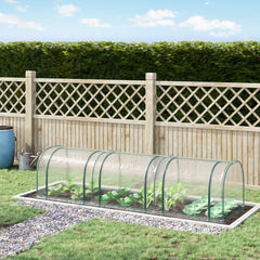 Outsunny Mini Greenhouse, Small Polytunnel Green House with Zipped Doors, Steel Frame for Garden Patio, 300 x 100 x 80cm, Clear