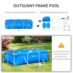 Outsunny Steel Frame Pool with Filter Pump, Filter Cartridge, Reinforced Sidewalls Rust Resistant Above Ground Swimming Pool 252 x 152 x 65cm, Blue