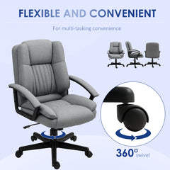 HOMCOM Linen-Look Padded Office Chair - Grey