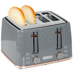 HOMCOM Four-Slice Honeycomb Toaster - Grey