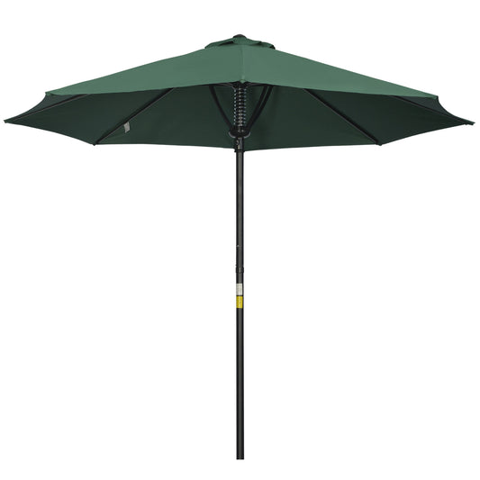 Outsunny Garden 3(m) Parasol Umbrella, Outdoor Market Table Umbrella Sun Shade Canopy with 8 Ribs, Easy Push to Open, Green