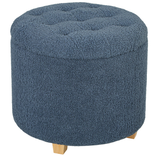 HOMCOM 31.8L Teddy Fleece Storage Ottoman - Blue