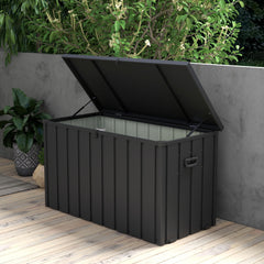 Outsunny 450L Galvanised Steel Garden Storage Box, with Wheels - Dark Grey