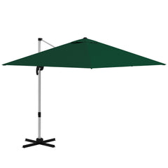 Outsunny Square Cantilever Garden Parasol, with Five-Position Canopy - Green